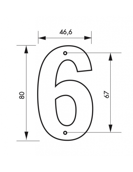 Chiffre 6 à visser, alliage, H.80mm, noir - THIRARD Signalétique