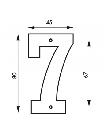 Chiffre 7 à visser, alliage, H.80mm, noir - THIRARD Signalétique