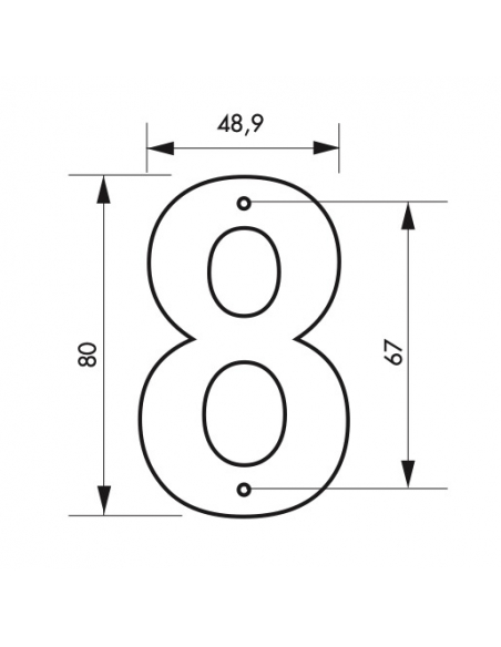 Chiffre 8 à visser, alliage, H.80mm, noir - THIRARD Signalétique