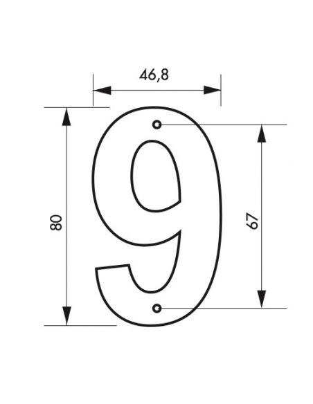 Chiffre 9 à visser, alliage, H.80mm, noir - THIRARD Chiffres à visser
