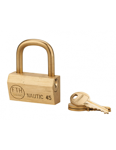 Cadenas à clé Nautic UNIKEY (achetez-en plusieurs, ouvrez avec la même clé), 45mm, anse laiton, 3 clés - THIRARD Cadenas s'en...