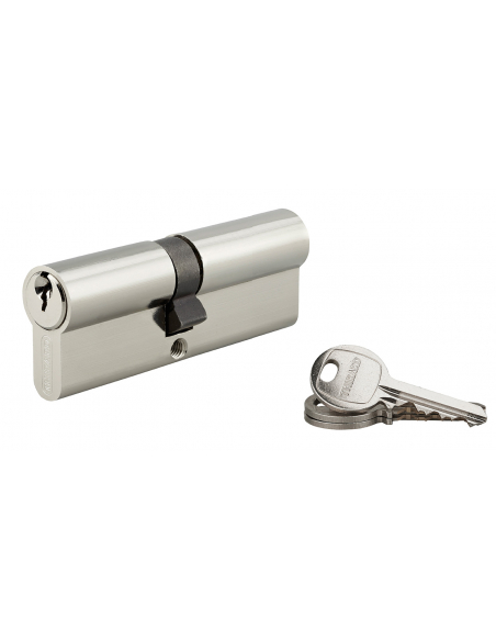 Cylindre de serrure double entrée SA UNIKEY (achetez-en plusieurs, ouvrez avec la même clé), 40x45mm, 3 clés, nickelé - THIRA...