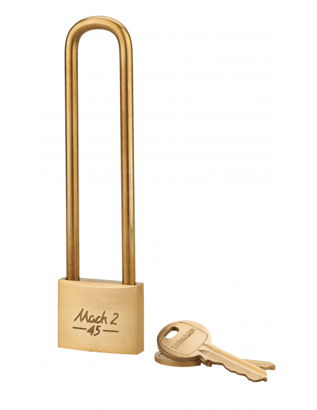 Cadenas à clé Mach 2 UNIKEY (achetez-en plusieurs, ouvrez avec la même clé), 45mm, anse haute laiton, 2 clés - THIRARD Cadena...