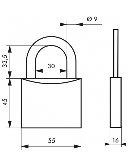 Cadenas à clé Mach 2 UNIKEY (achetez-en plusieurs, ouvrez avec la même clé), 55mm, 2 clés - THIRARD Cadenas s'entrouvrant