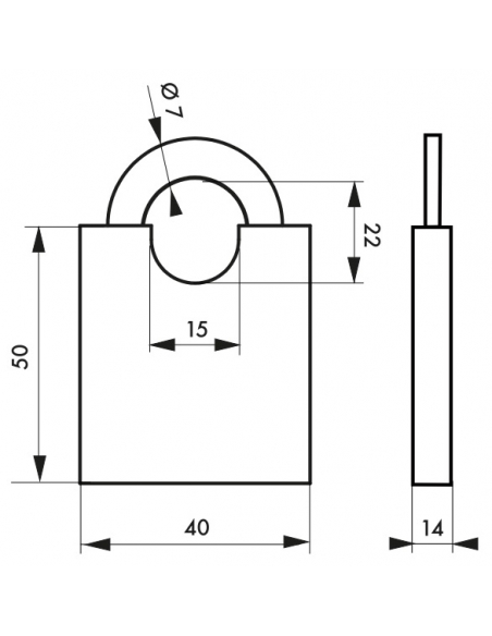 Cadenas à clé Shoulder UNIKEY (achetez-en plusieurs, ouvrez avec la même clé), 40mm, 2 clés - THIRARD Cadenas s'entrouvrant