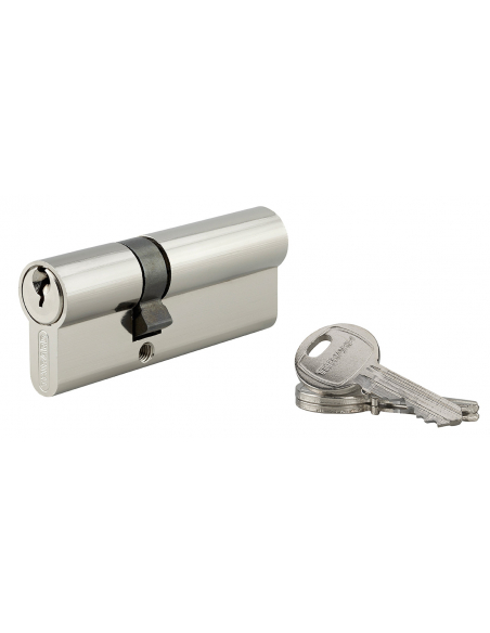 Cylindre de serrure double entrée HG5 UNIKEY (achetez-en plusieurs, ouvrez avec la même clé), 30x50mm, 3 clés, nickel - THIRA...