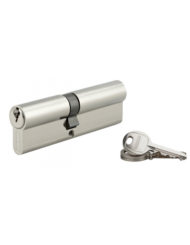 Cylindre de serrure double entrée SA UNIKEY (achetez-en plusieurs, ouvrez avec la même clé), 45x55mm, 3 clés, nickelé - THIRA...
