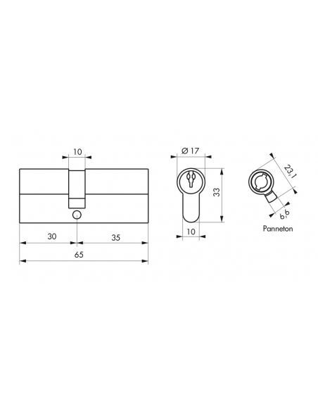 Cylindre de serrure double entrée STD UNIKEY (achetez-en plusieurs, ouvrez avec la même clé), 30x35mm, 3 clés, nickelé - THIR...