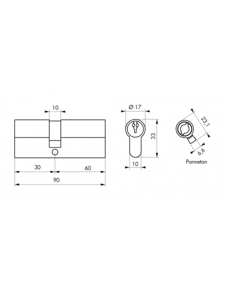 Cylindre de serrure double entrée STD UNIKEY (achetez-en plusieurs, ouvrez avec la même clé), 30x60mm, 3 clés, laiton - THIRA...