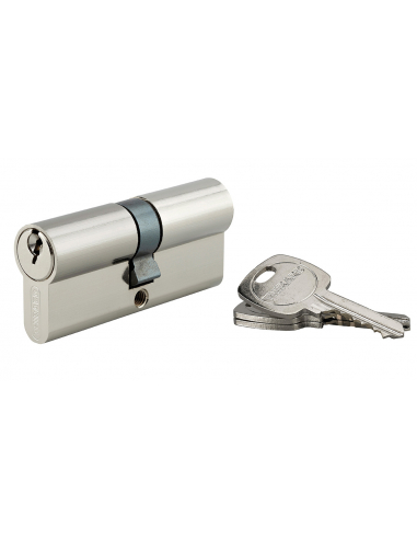 Cylindre de serrure double entrée STD UNIKEY (achetez-en plusieurs, ouvrez avec la même clé), 35x35mm, 3 clés, nickelé - THIR...