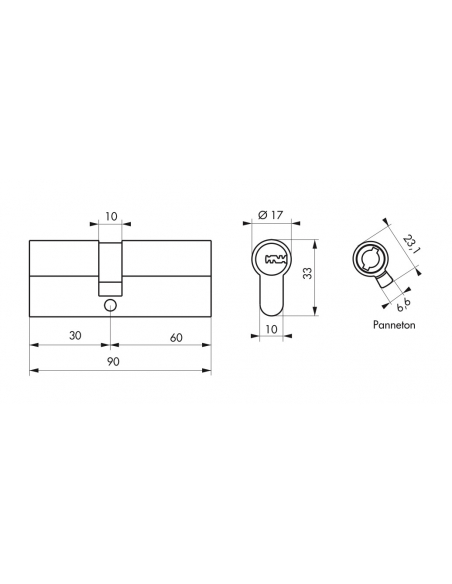 Cylindre double entrée Transit 1 UNIKEY (achetez-en plusieurs, ouvrez avec la même clé), 30x60mm, 5 clés, nickelé - THIRARD C...