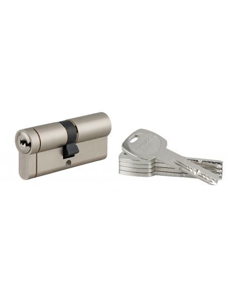 Cylindre double entrée Transit 1 UNIKEY (achetez-en plusieurs, ouvrez avec la même clé), 35x35mm, 5 clés, nickelé - THIRARD C...