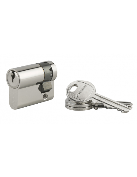 Demi cylindre HG5 UNIKEY (achetez-en plusieurs, ouvrez avec la même clé), 30x10mm, 3 clés, nickel - THIRARD Cylindres s'entro...