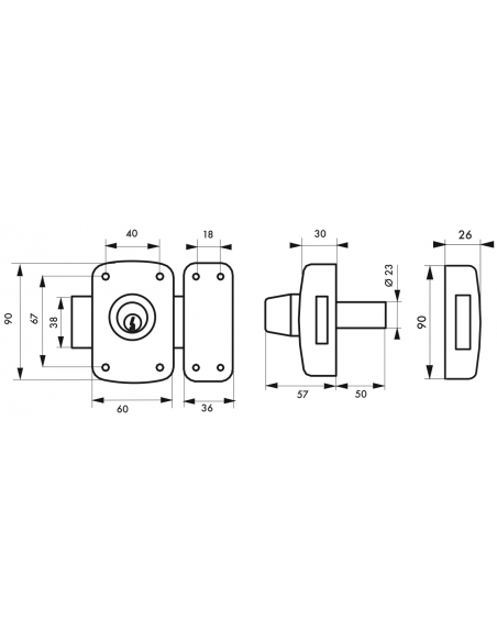 Lot de 30 verrous double entrée Corvette UNIKEY (achetez-en plusieurs, ouvrez avec la même clé), cylindre 50mm, 3 clés - THIR...