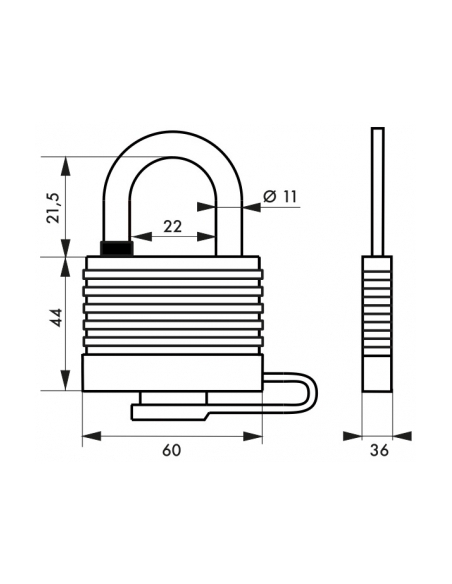 Cadenas à clé Bumper UNIKEY (achetez-en plusieurs, ouvrez avec la même clé), 45mm, 2 clés - THIRARD Cadenas s'entrouvrant