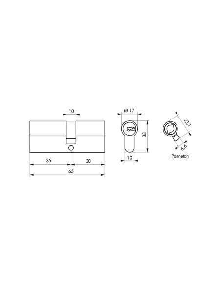 Cylindre double entrée Transit 1 UNIKEY (achetez-en plusieurs, ouvrez avec la même clé), 30x35mm, 5 clés, nickelé - THIRARD C...