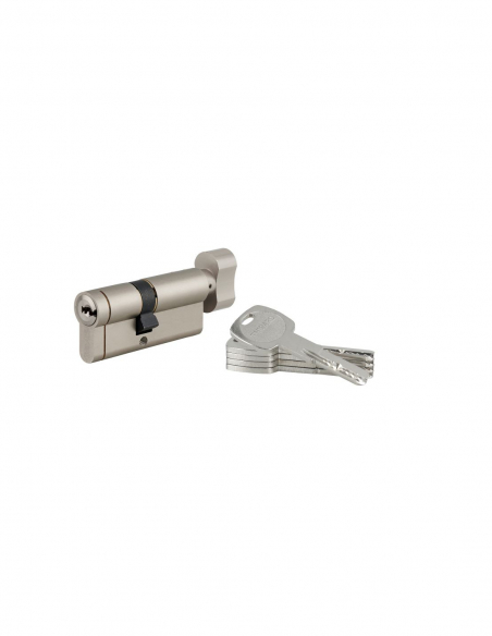 Cylindre à bouton Transit 1 UNIKEY (achetez-en plusieurs, ouvrez avec la même clé), 40Bx30mm, 5 clés, nickelé - THIRARD Cylin...