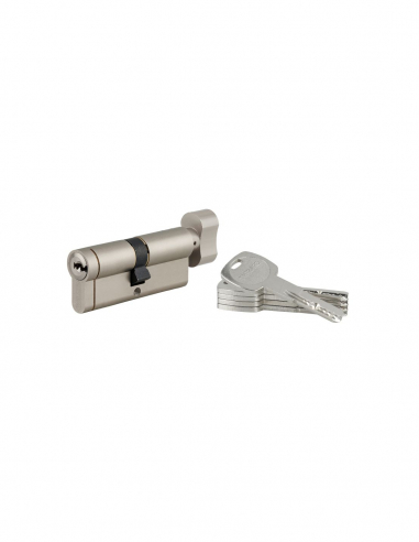 Cylindre à bouton Transit 1 UNIKEY (achetez-en plusieurs, ouvrez avec la même clé), 40Bx40mm, 5 clés, nickelé - THIRARD Cylin...