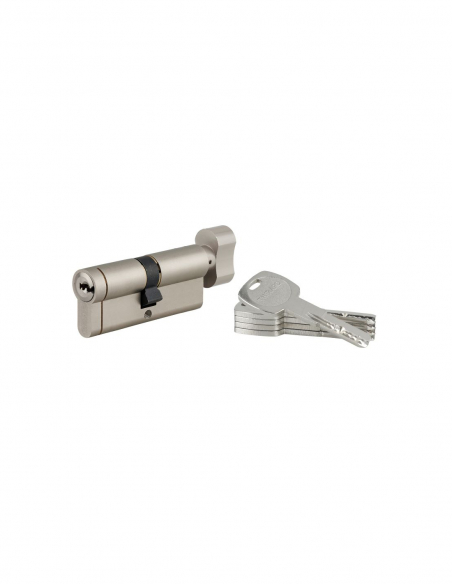 Cylindre à bouton Transit 1 UNIKEY (achetez-en plusieurs, ouvrez avec la même clé), 40Bx40mm, 5 clés, nickelé - THIRARD Cylin...