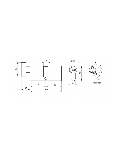 Cylindre à bouton Transit 1 UNIKEY (achetez-en plusieurs, ouvrez avec la même clé), 40Bx40mm, 5 clés, nickelé - THIRARD Cylin...