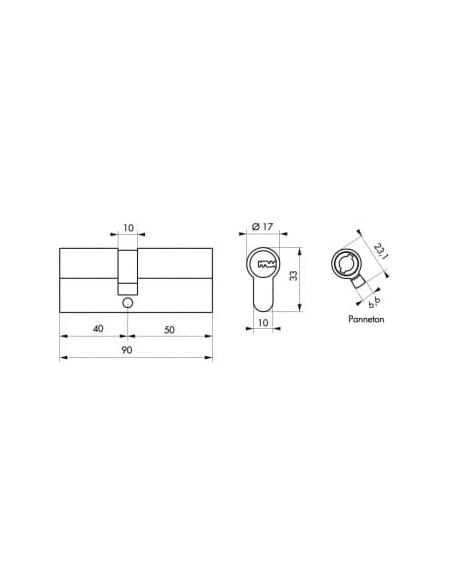 Cylindre double entrée Transit 1 UNIKEY (achetez-en plusieurs, ouvrez avec la même clé), 40x50mm, 5 clés, nickelé - THIRARD C...