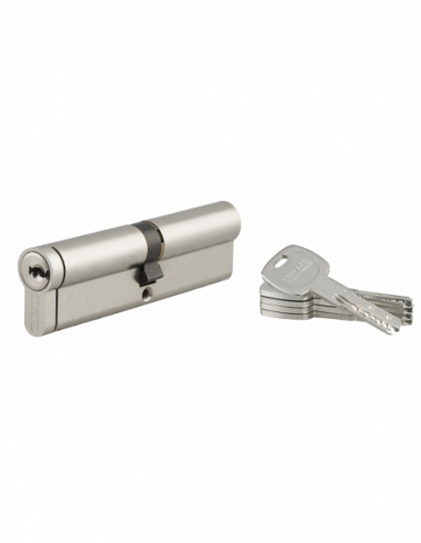 Cylindre double entrée Transit 1 UNIKEY (achetez-en plusieurs, ouvrez avec la même clé), 45x50mm, 5 clés, nickelé - THIRARD C...