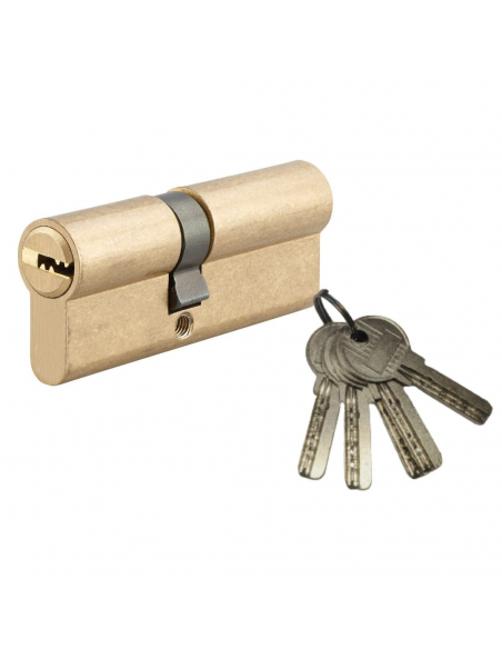 Cylindre de serrure à double entrée 5G, 40x40mm, laiton, anti-arrachement, 5 clés - SP Cylindres à double entrée