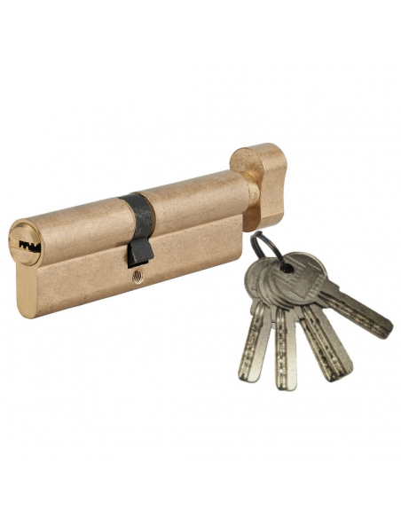 Cylindre de serrure à bouton 5G, 50Bx30mm, laiton, anti-arrachement, 5 clés - SP Cylindres à bouton