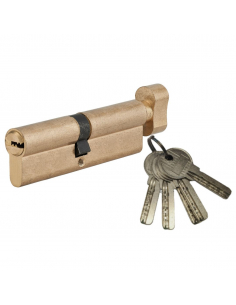 Cylindre de serrure à bouton 5G, 45Bx50mm, laiton, anti-arrachement, 5 clés - SP Cylindres à bouton