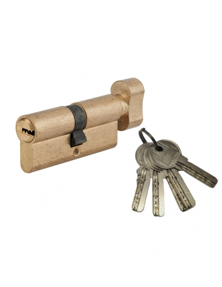 Cylindre de serrure à bouton 5G, 40Bx30mm, laiton, anti-arrachement, 5 clés - SP Cylindres à bouton