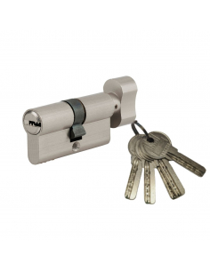 Cylindre de serrure à bouton 5G, 30Bx30mm, nickel, anti-arrachement, 5 clés - SP Cylindres à bouton