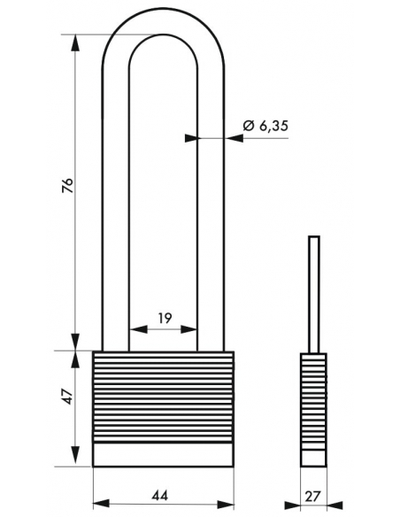 Cadenas à clé Fédéral Lock Protector, extérieur, acier, anse haute, double verrouillage, 44mm, 2 clés - THIRARD Cadenas