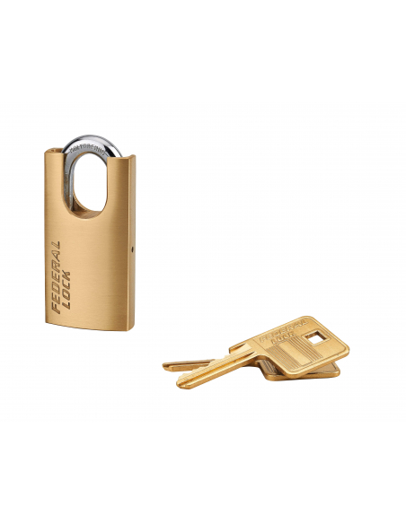 Cadenas à clé Fédéral Lock 510-P, laiton, chantier, anse protégée acier, 40mm, 2 clés - THIRARD Cadenas à clé