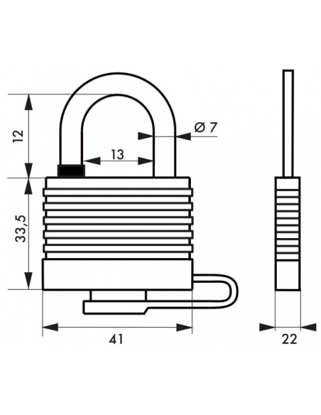 Cadenas à clé Fédéral Lock Sea Line, laiton, extérieur, anse inox, 35mm, 2 clés - THIRARD Cadenas à clé