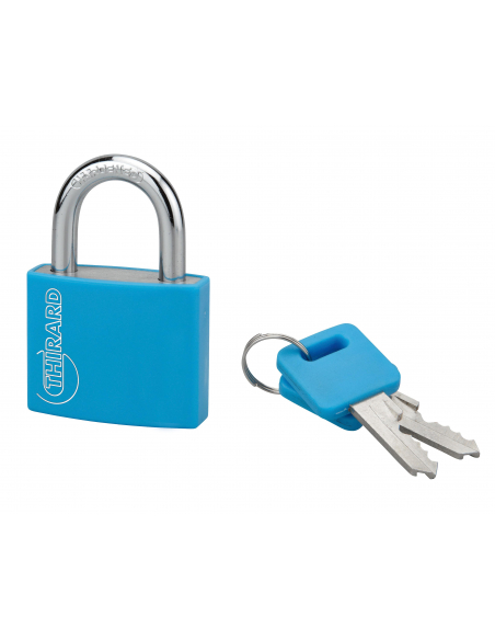 Cadenas à clé Maxium Color Bleu, intérieur, aluminium, 40mm, 2 clés - THIRARD Cadenas