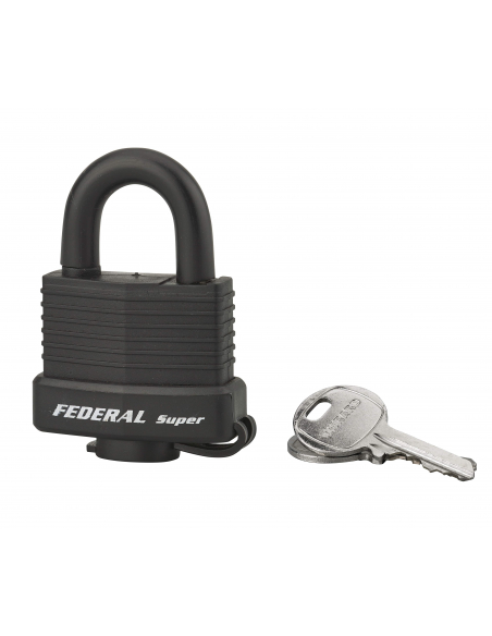 Cadenas à clé Fédéral Lock Sea Line Noir, laiton, extérieur, anse inox, 40mm, 2 clés - THIRARD Cadenas à clé