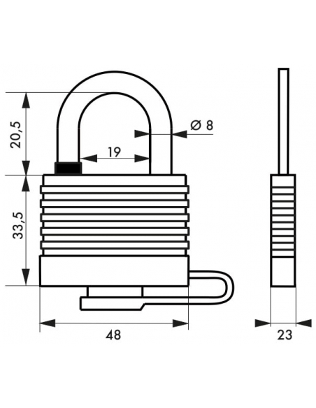 Cadenas à clé Fédéral Lock Sea Line Noir, laiton, extérieur, anse inox, 40mm, 2 clés - THIRARD Cadenas