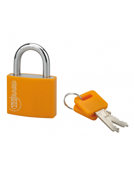 Cadenas à clé Maxium Color Orange, intérieur, aluminium, 40mm, 2 clés - THIRARD Cadenas