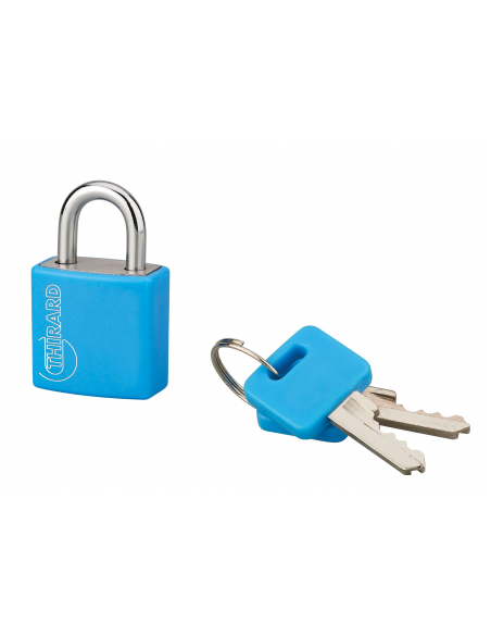 Cadenas à clé Maxium Color Bleu, intérieur, aluminium, 20mm, 2 clés - THIRARD Cadenas