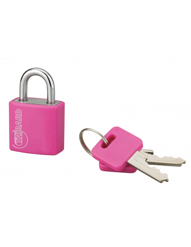 Cadenas à clé Maxium Color Rose, intérieur, aluminium, 20mm, 2 clés - THIRARD Cadenas à clé