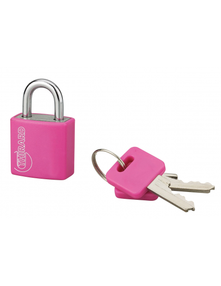 Cadenas à clé Maxium Color Rose, intérieur, aluminium, 20mm, 2 clés - THIRARD Cadenas à clé
