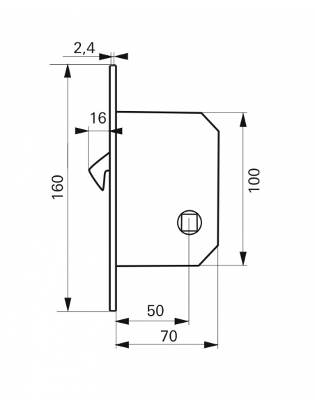 Serrure encastrable à crochet à condamnation pour porte coulissante, sans accessoire, axe 50mm, carré 8mm, nickelé - THIRARD ...