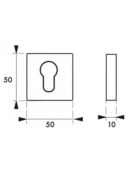 Paire de rosaces carrées Monza, 50x50mm, trou de cylindre, chromé brillant - THIRARD Rosace