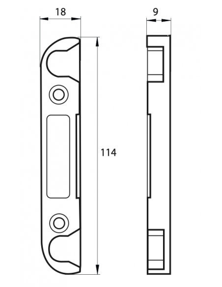 Gâche centrale encastrable réversible pour porte d'entrée bois, 114x18x9mm, Decena, 0-2545-00-1 - FERCO by THIRARD Gâche de p...