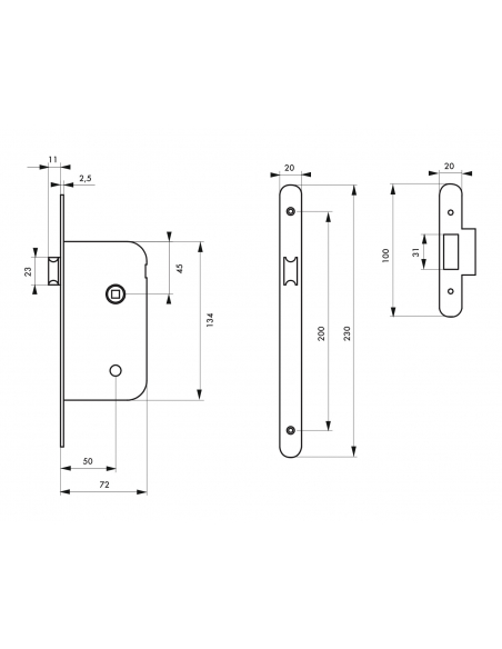 Serrure encastrable pour porte intérieure, axe 50mm, bouts ronds, gris métal - THIRARD Serrures encastrables