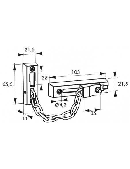 Entrebailleur pour porte d'entrée, chaîne en acier, 103mm - THIRARD Entrebailleurs de porte