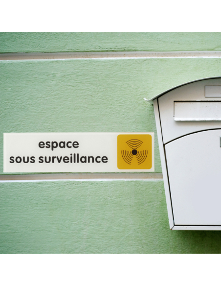 Plaque de signalisation Espace sous surveillance, plexiglass adhésif, 170x45mm - THIRARD Signalétique