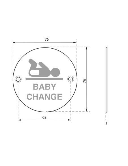 Disque de signalisation Espace Bébé , à visser, inox brossé, marquage noir, Ø76mm - THIRARD Signalétiques de porte