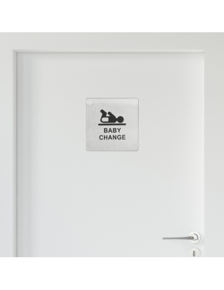 Plaque de signalisation Espace Bébé , à visser, inox brossé, marquage noir, 100x100mm - THIRARD Plaques de signalisation à vi...