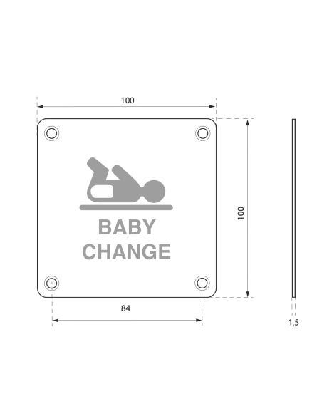 Plaque de signalisation Espace Bébé , à visser, inox brossé, marquage noir, 100x100mm - THIRARD Signalétique